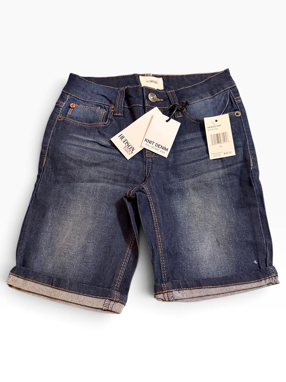 NWT Hudson Kids Knit Denim Bermuda Shorts Girls 10 Blue Blood Stretch
